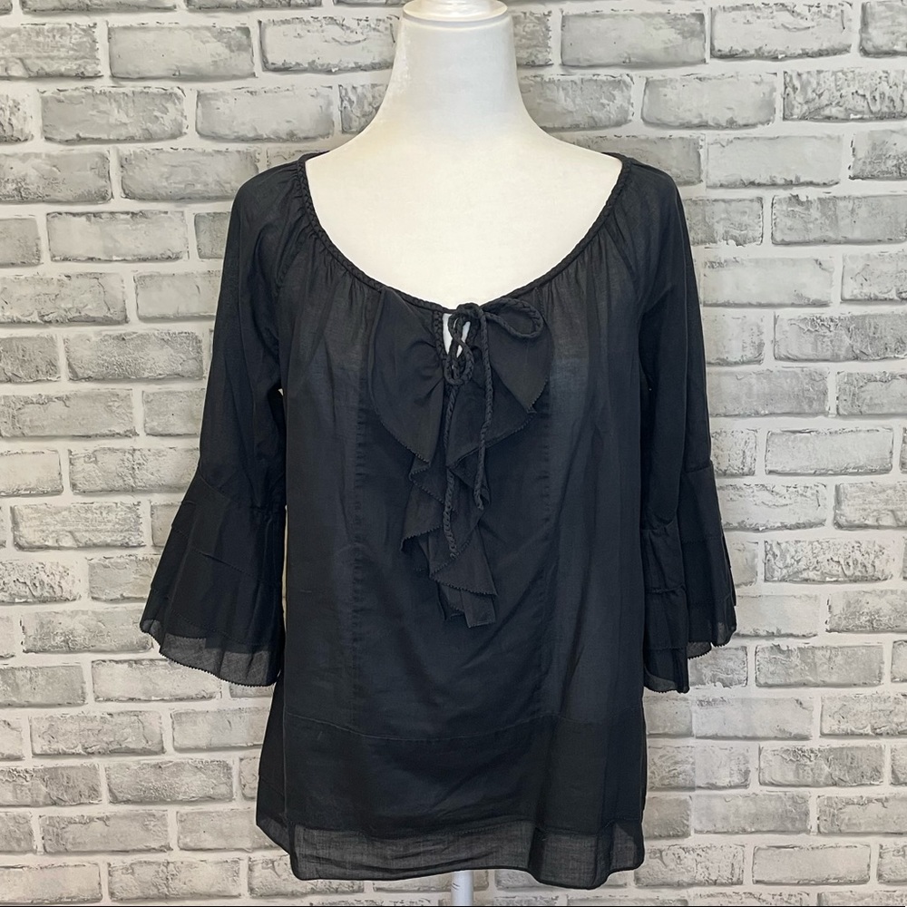 Diane von Furstenberg Peasant Blouse Black 10
